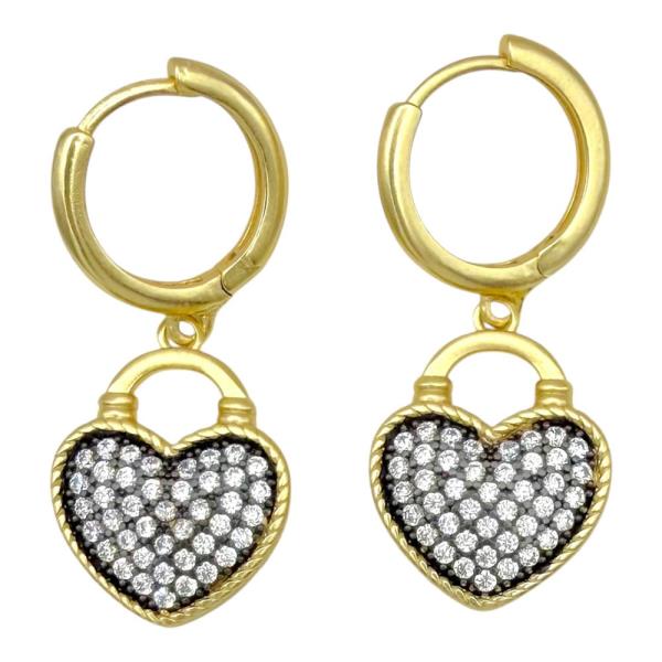 RHINESTONE HEART DANGLE EARRING