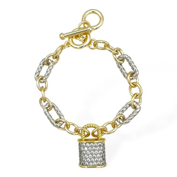 Linked Pave Locket Bracelet