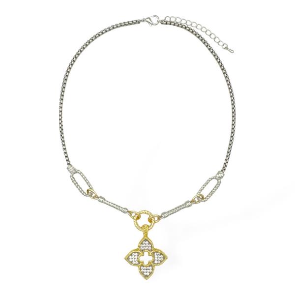 Flower Rhinestone Pendant Necklace