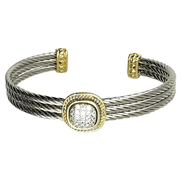 Layered Cable CZ Bangle Bracelet