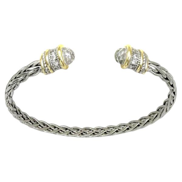 2T Ponytail CZ Tips Bangle Bracelet