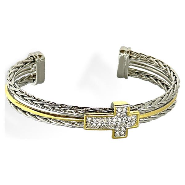 Layered Cross Cuff Bracelet