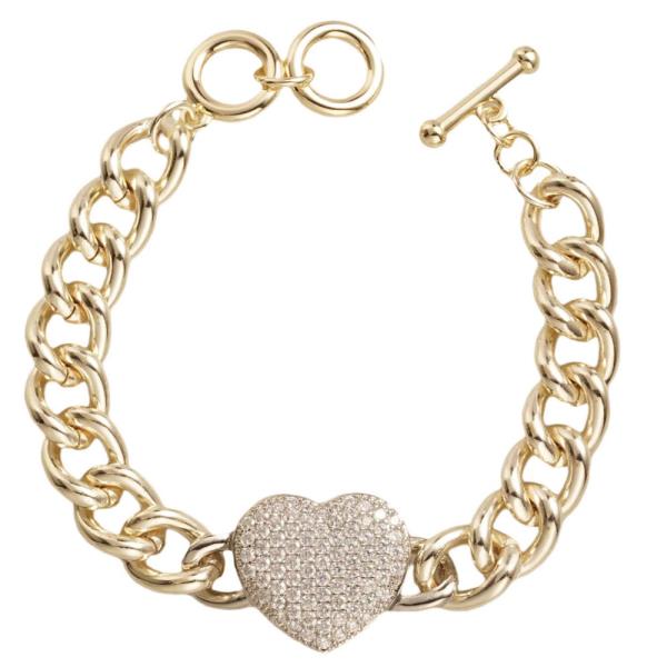 CZ Heart Pendant Bracelet