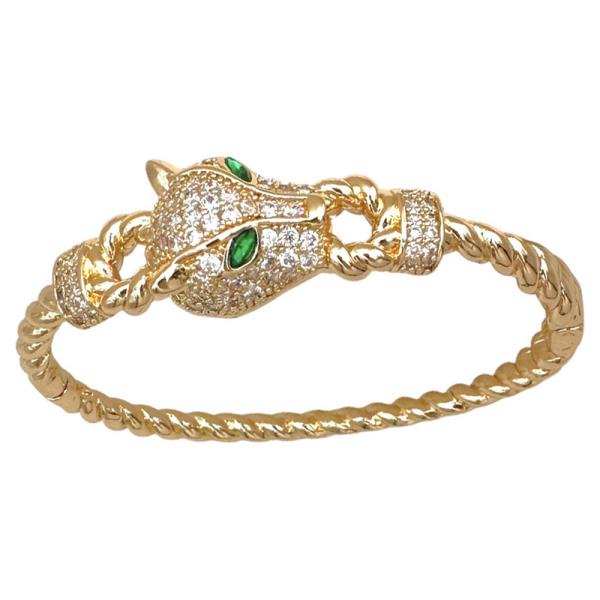 CZ Panther Pave Bangle Bracelet