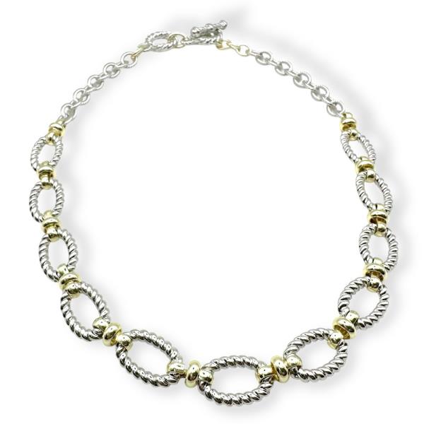 Cable Link Toggle Two Tone Necklace
