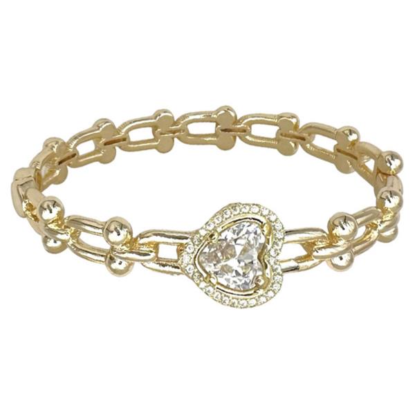 CZ Heart Bangle Bracelet