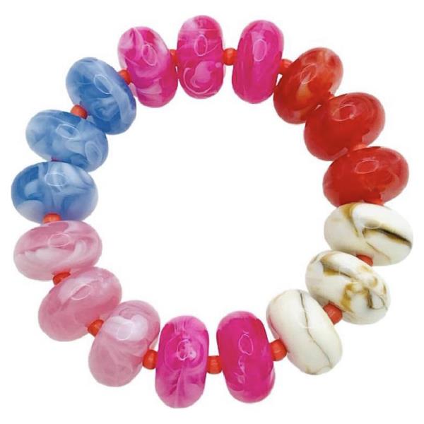 MARBLED RONDELLE BEAD STRETCH BRACELET