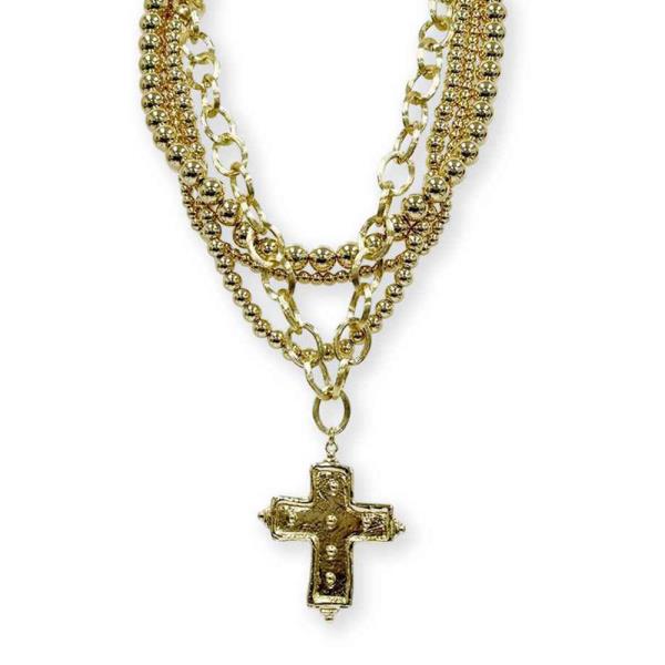 Multi Layered Beaded Pendant Necklace