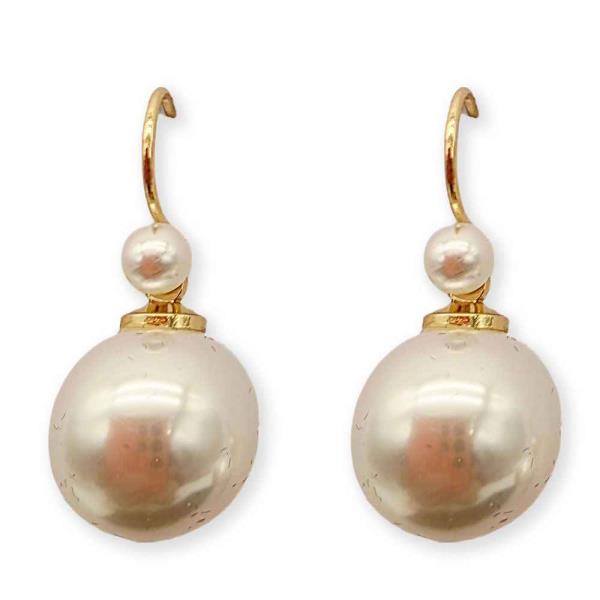 ROUND PEARL DROP HOOK EARRING