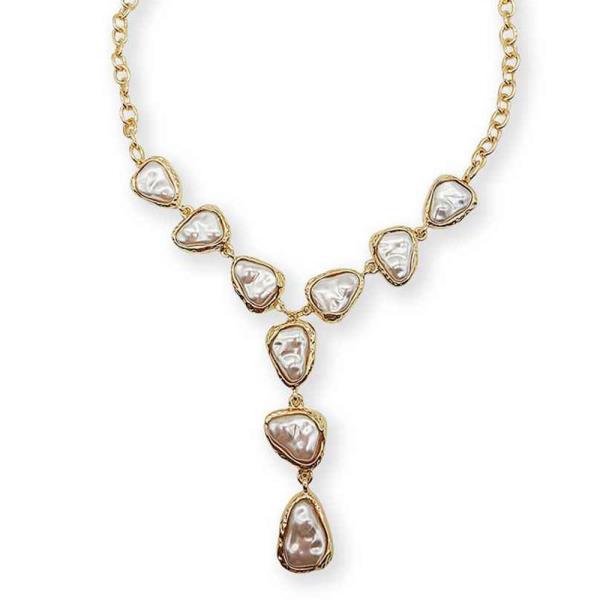 PEARL HEART HEART CLUSTER Y NECKLACE