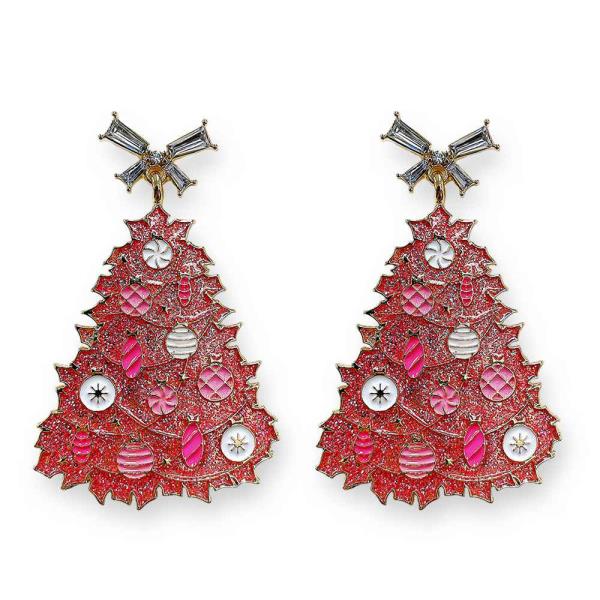 Christmas Enamel Tree Dangle Earring