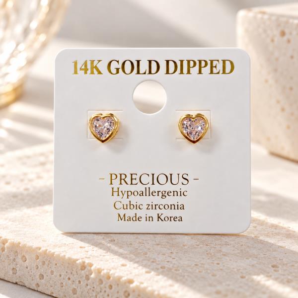 Hypoallergenic Cubic Zirconia Heart Earrings