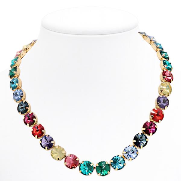 12mm Rainbow Multi Stone Necklace