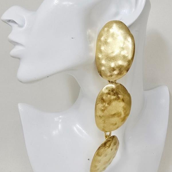 Hammered Oval Disc Drop Earrings