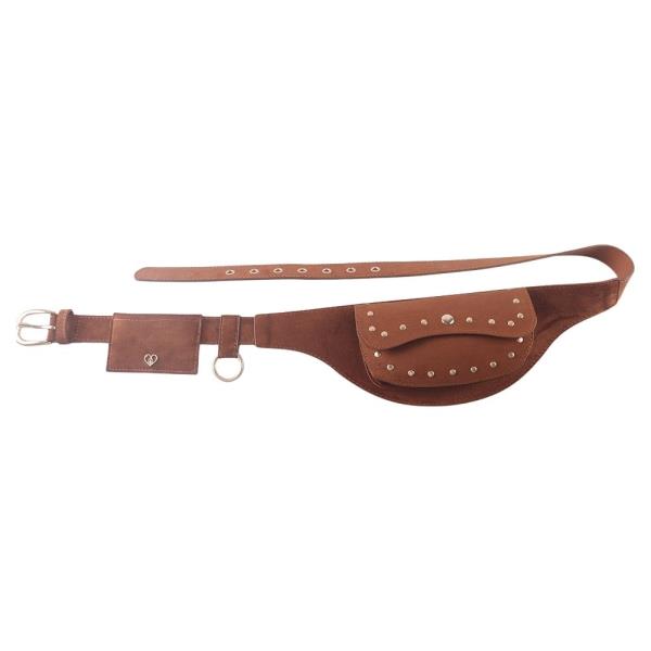 METAL STUDDED FLAP POUCH BELT
