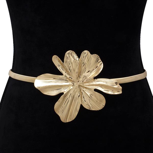 FLORAL TEXTURED METAL ELASTIC BELT
