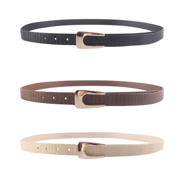 METAL U BUCKLE EMBOSSED BELT