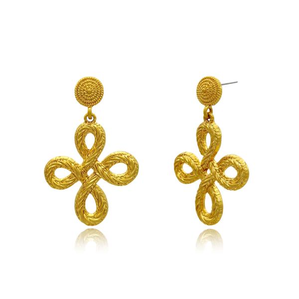 Metal Rope Open Cross Dangle Earring