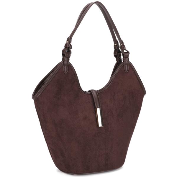 STYLISH SUEDE TEXTURE SHOULDER TOTE BAG