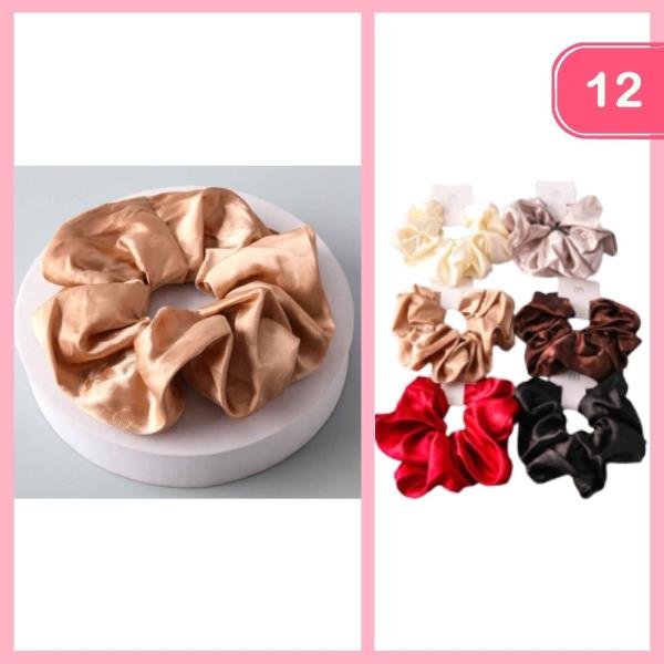 OVERSIZED SATIN SCRUNCHIES (12 UNITS)