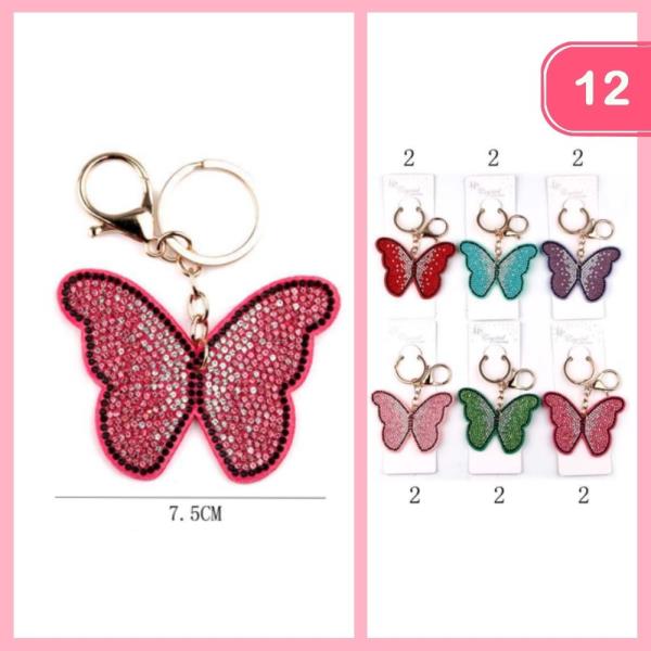Rhinestone Butterfly Keychain (12 Units)
