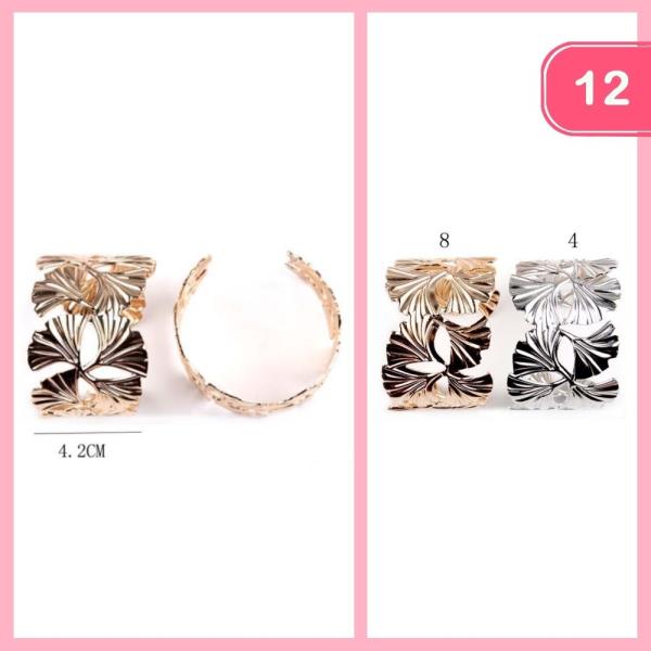 Textured Leaf Cuff Bracelet (12 Units)