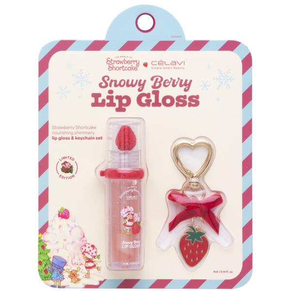 CELAVI X STRAWBERRY SHORTCAKE SNOWY BERRY LIP GLOSS AND KEYCHAIN SET