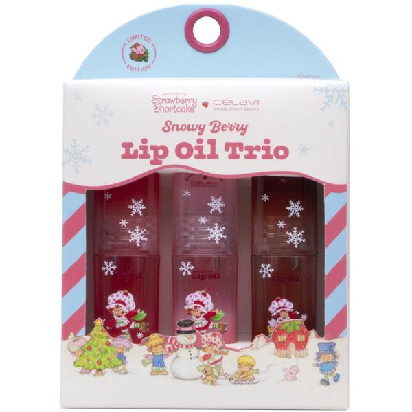 CELAVI X STRAWBERRY SHORTCAKE SNOWY BERRY LIP OIL TRIO