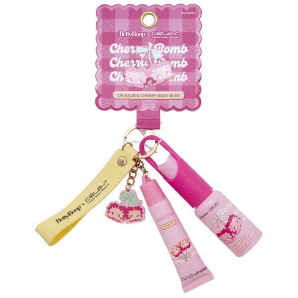 CELAVI X BETTYBOOP CHERRY BOMB LIP BALM AND CHERRY BODY MIST SET W KEYCHAIN