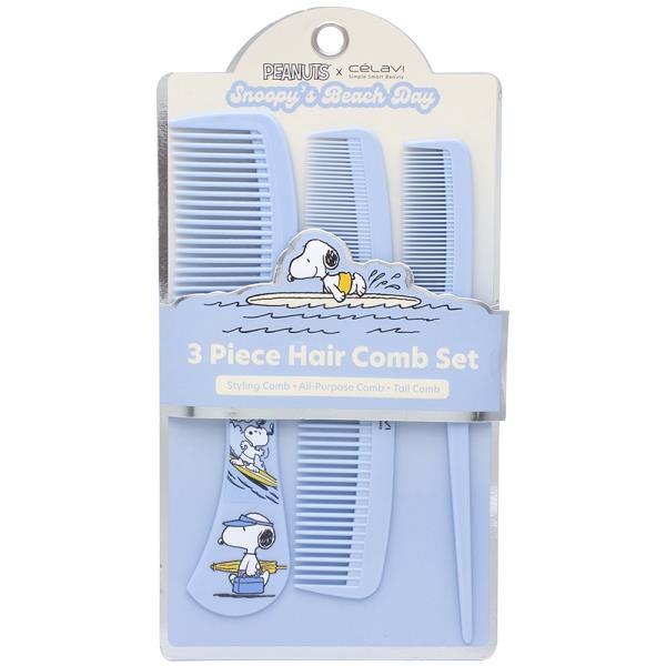 CELAVI X PEANUTS SNOOPYS BEACH DAY 3PC HAIR COMB SET