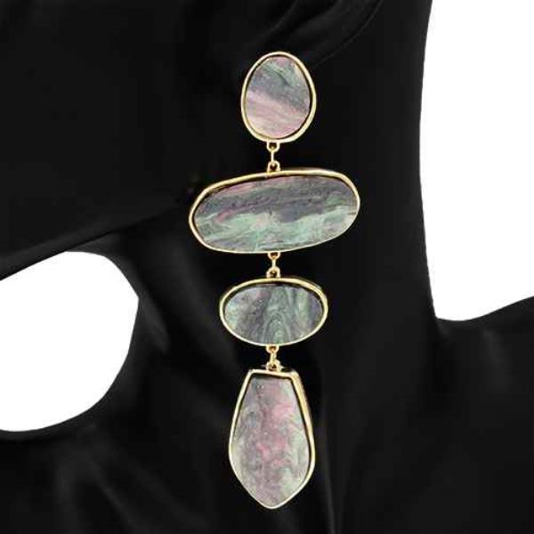 METAL FRAME GEOMETRIC LINK DROP EARRING