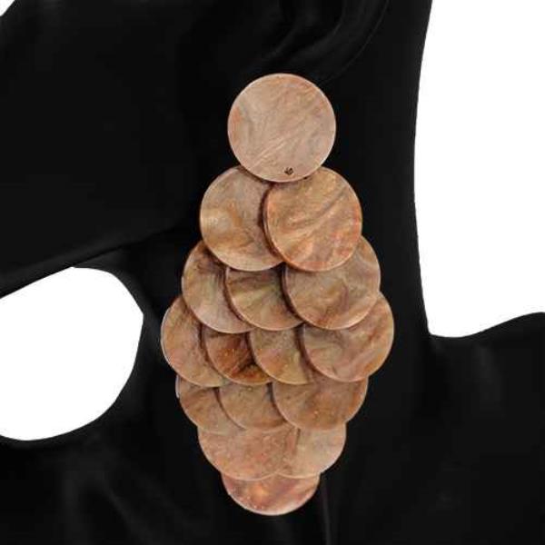 OVERLAPPING DISC CASCADE DROP EARRING