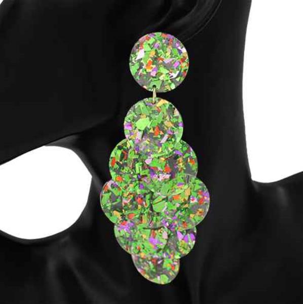 CONFETTI FLAKE CASCADING DISC DROP EARRING