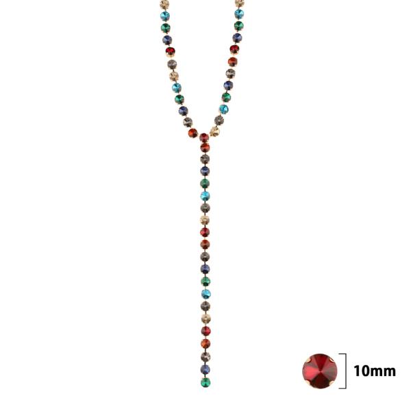 Rhinestone Y Long Necklace