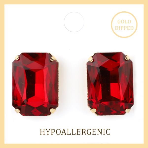 RHINESTONE POST SQUARE EARRING