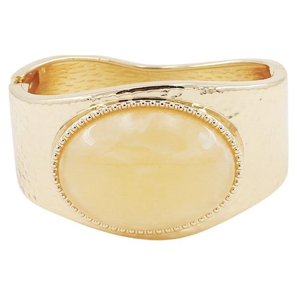 Marbled Cabochon Hammered Metal Cuff Bracelet