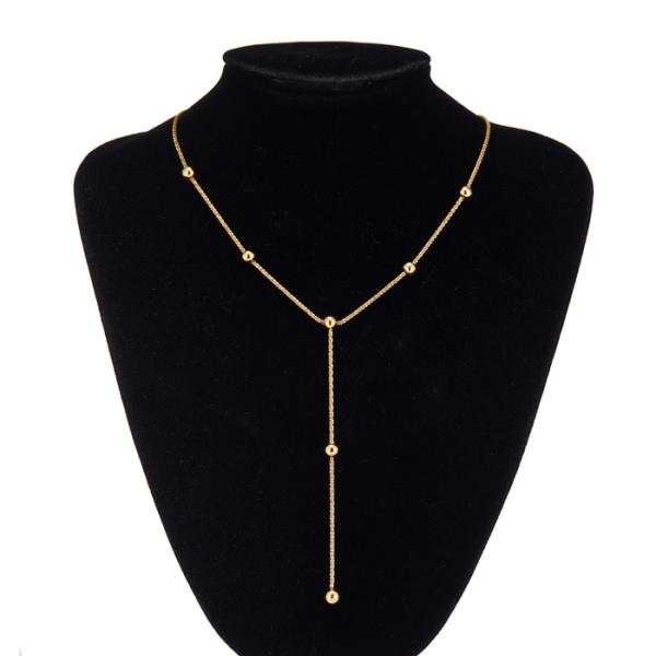 Stainless Steel Ball Y Necklace