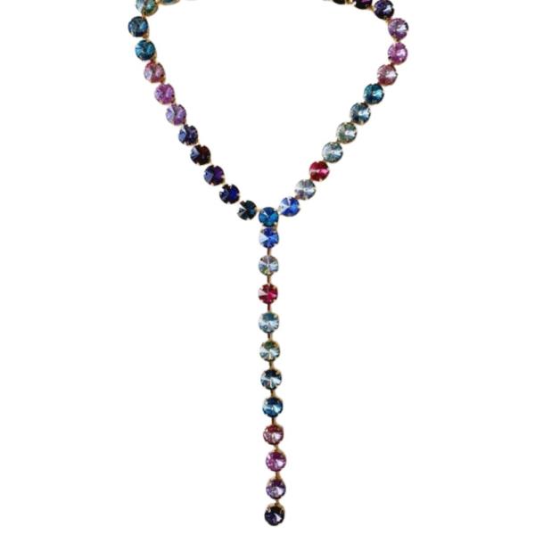 Multi Color Y Stone Necklace