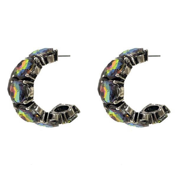 CRYSTAL STONE HOOP EARRING
