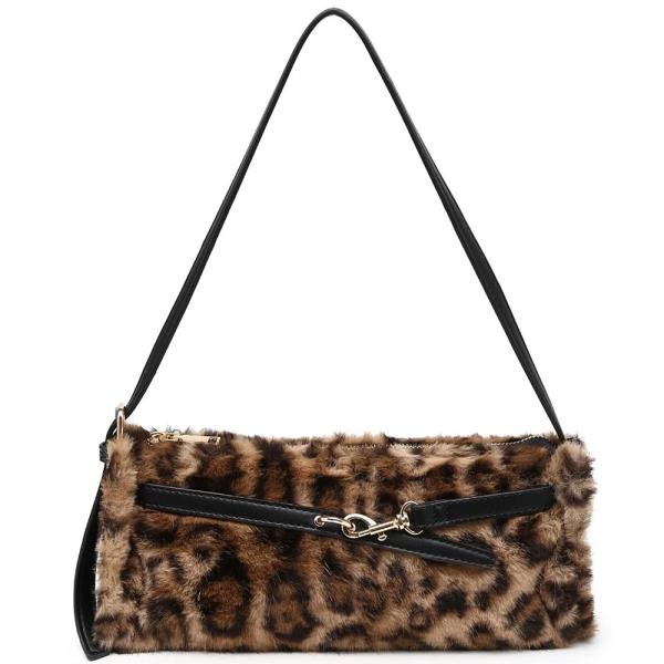 LEOPARD PRINT FUR YARETZI SHOULDER BAG