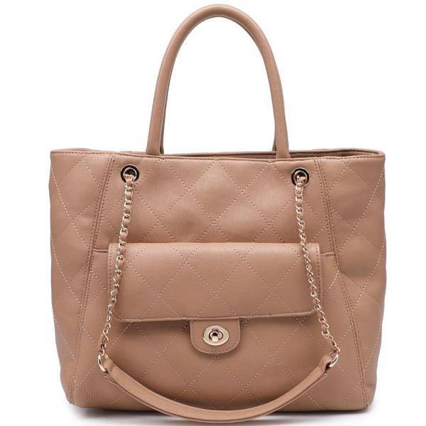 QUILTED SILHOUETTE HANK TOTE BAG