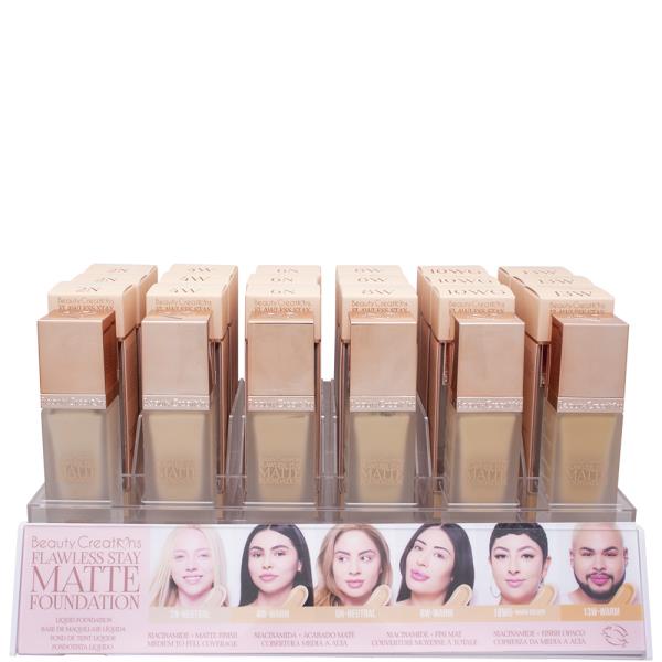 BEAUTY CREATIONS FLAWLESS STAY MATTE FOUNDATION FULL DISPLAY SET W TESTER (36 UNITS)