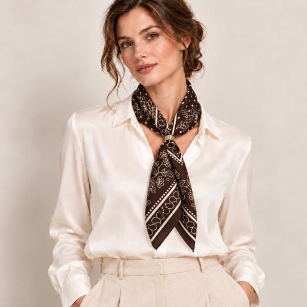 Paisley Print Silky Bandana Square Neck Scarf