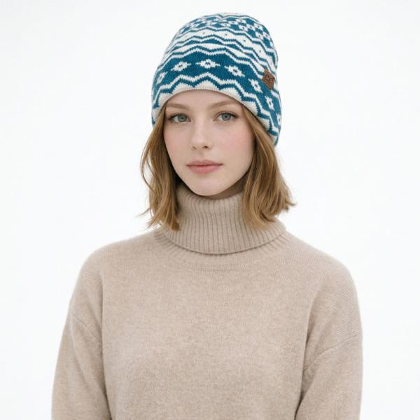 CC GEOMETRIC PATTERN CUFF BEANIE