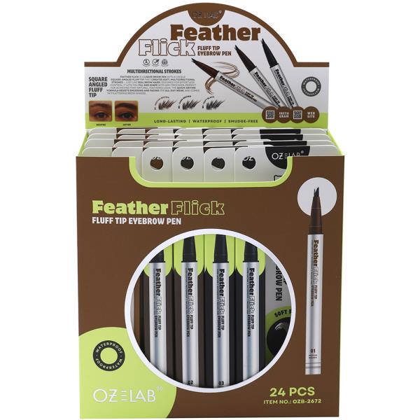 OZ LAB FEATHER FLICK FLUFF TIP EYEBROWN PEN (24 UNITS)