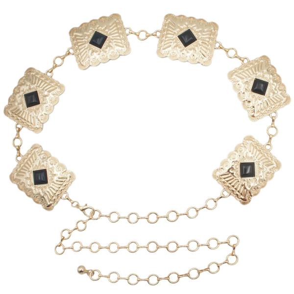 Southwestern Rectangle Stone Concho Chain Belt