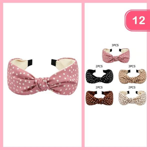 Knotted Polka Dot Headband (12 Units)