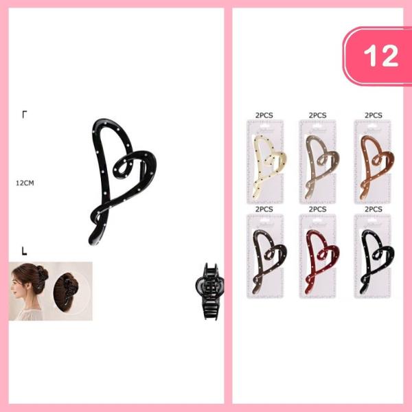 HEART POLKA DOT HAIR CLAW CLIP (12 UNITS)