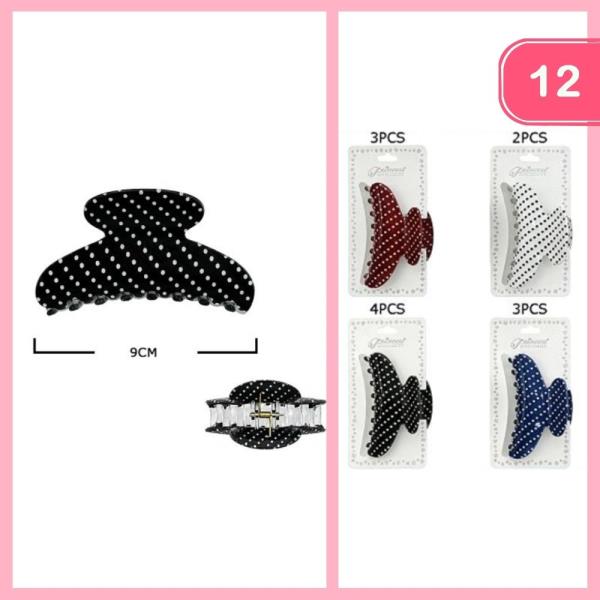 POLKA DOT HAIR CLAW CLIP (12 UNITS)