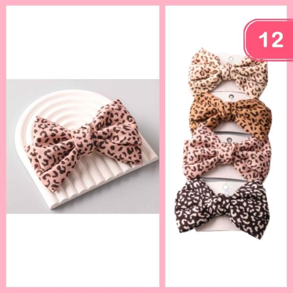 Leopard Hair Bow (12 Units)